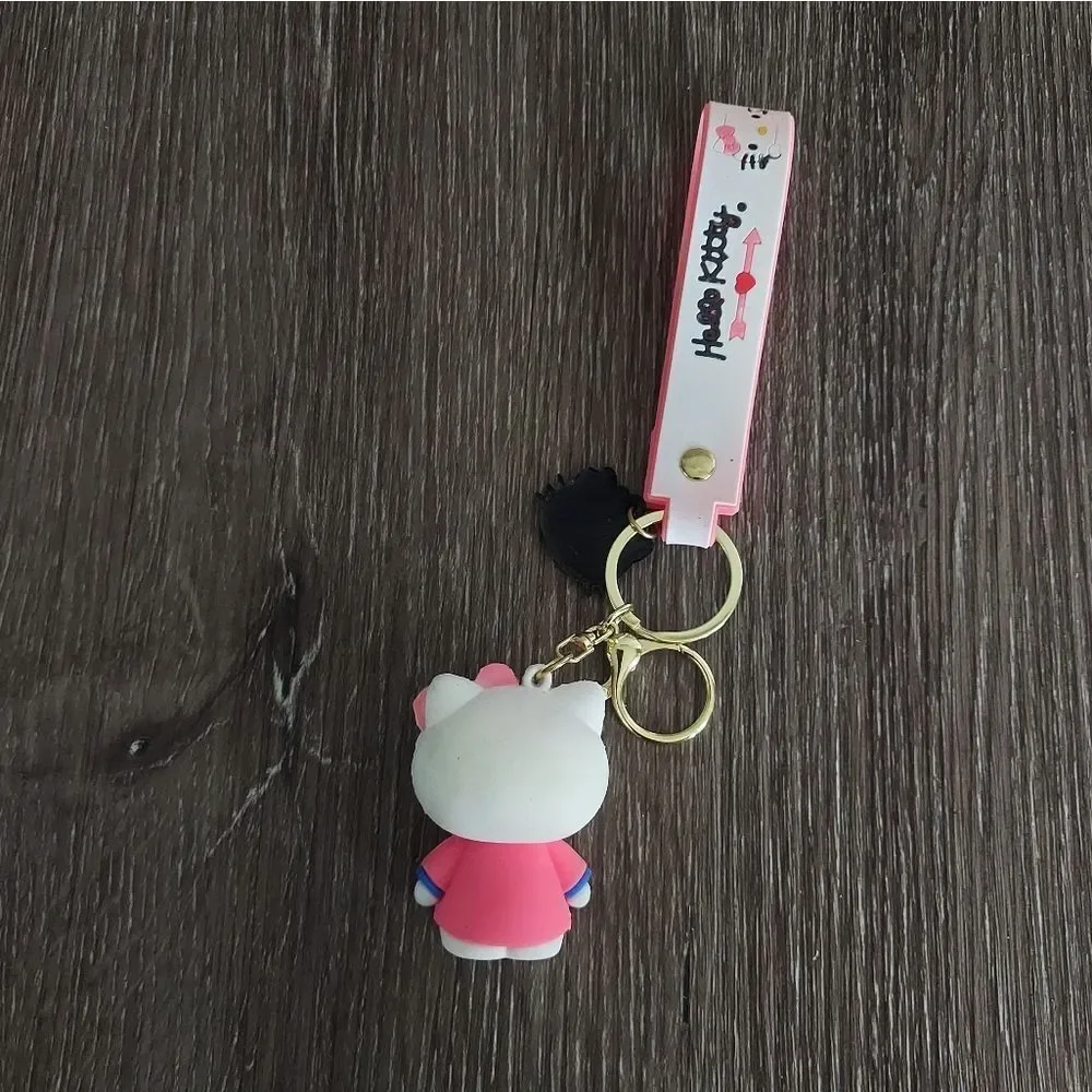 Hello Kitty Pink and White Keychain with Gold Accent